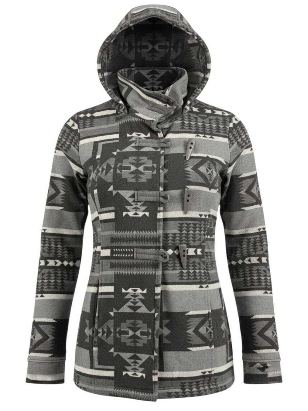 L.A. Kitty Womens Aztec Hooded Jacket XL Gray Black